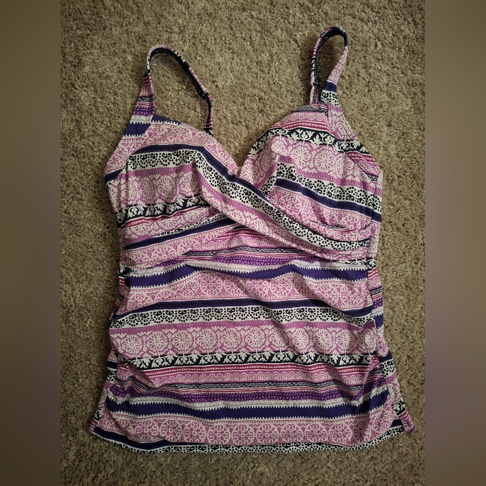 Lands' End Striped Pink and Purple Tank Top